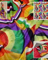 'CIRCULAR RHYTHMS NO.1' DESIGNER SCARF IN MALMUL SOFT MUSLIN - MADE IN THE UK
