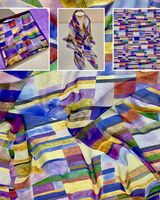 'COLOUR, LINE & FORM COMPOSITION. NO.1' DESIGNER SCARF IN PARIS CHIFFON - MADE IN THE UK