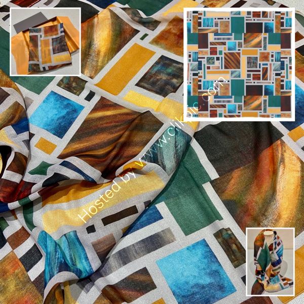'GRID COMPOSITION NO.1' DESIGNER SCARF IN MALMUL SOFT MUSLIN - MADE IN THE UK