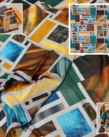'GRID COMPOSITION NO.1' DESIGNER SCARF IN MALMUL SOFT MUSLIN - MADE IN THE UK