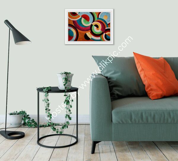 'Circular Rhythms No.4' Framed in a room setting