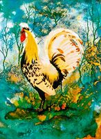 Cockerel in mixed media