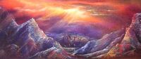 Mysterious mountains in pastel
