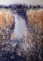 Marshes and reeds in watercolour