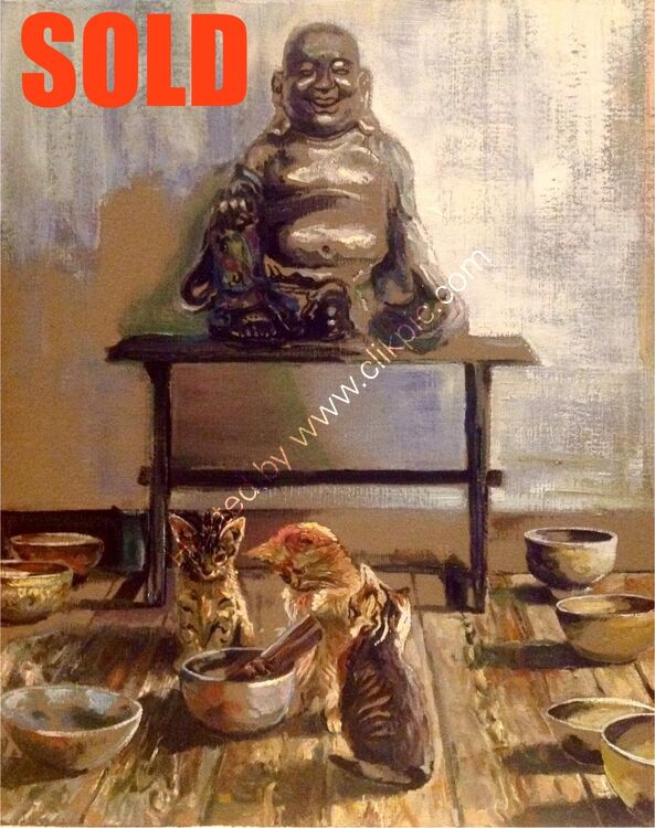 Laughing Buddha Singing Kitty's