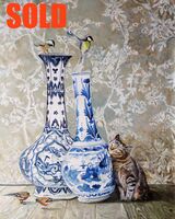 Oriental vase with Kitty and birds