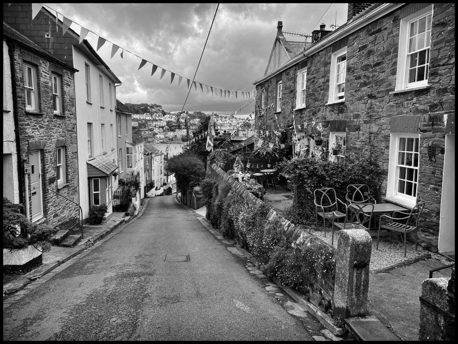 Always down; or up... Polruan.