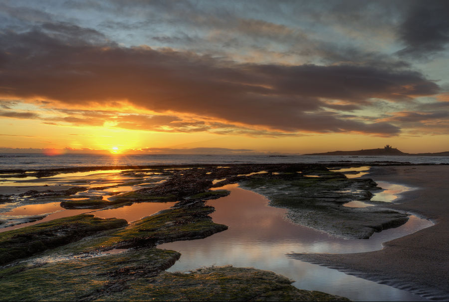 Sun Rise at Low Newton towards Dunstanburgh Castle