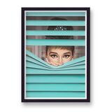 Audrey Hepburn Peering Through Tiffany Coloured Blinds Movie Poster