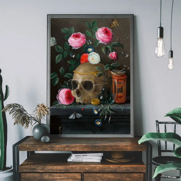 Vanitas Skull with Sunglasses By Jan Van Kessel Framed Art Print