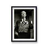 Alfred Hitchcock with Clapperboard On Set of Psycho 1960 Vintage Icon Print