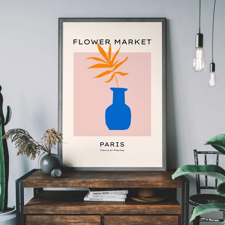 Paris Flower Market Minimal Framed Print