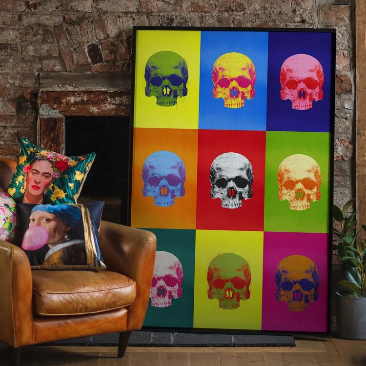 Pop Art Neon Coloured Skulls Framed Art Print