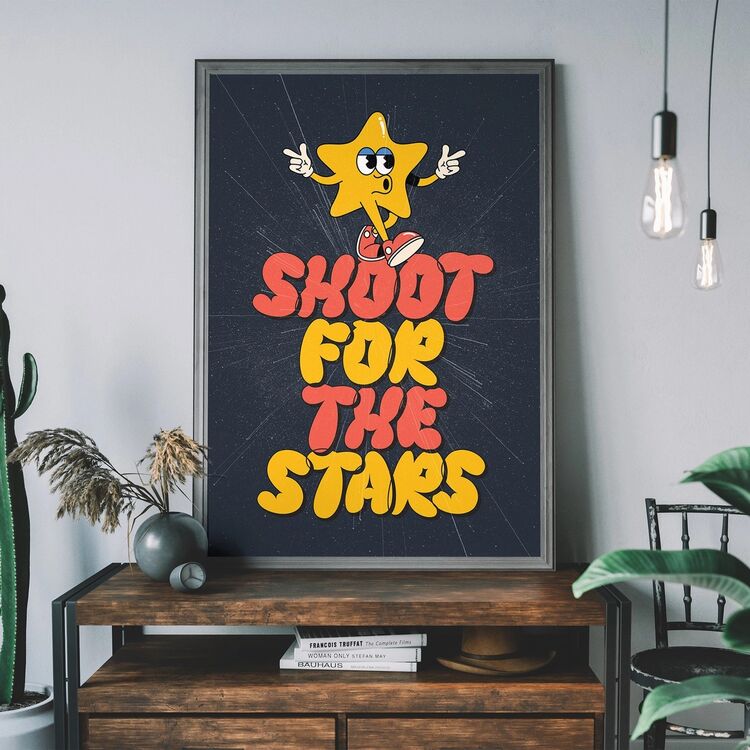 Shoot For The Stars Kids Quote Framed Art Print