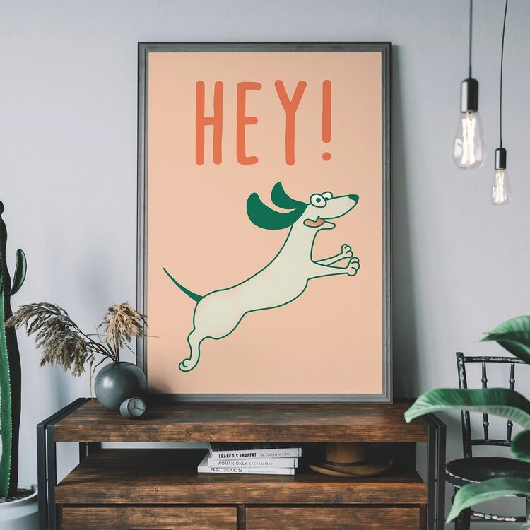 Hey Dog Funny Kids Framed Art Print