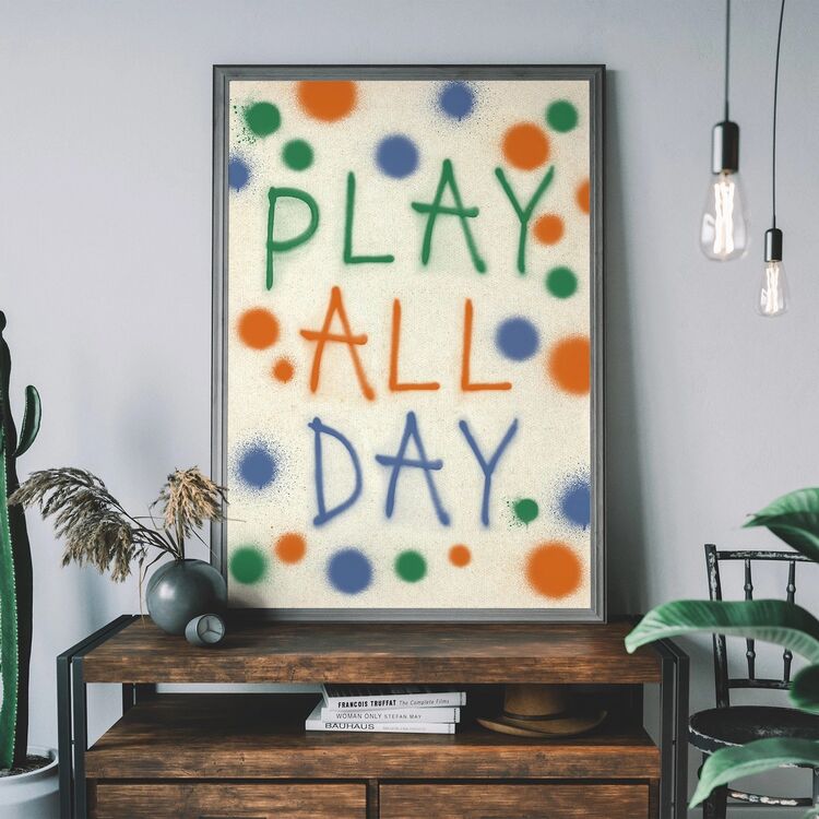 Play All Day Kids Spraypaint Framed Art Print