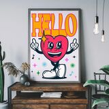 Hello Heart Cartoon Kids Framed Art Print