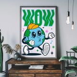 Wow Earth Cartoon Kids Framed Art Print