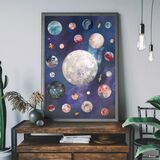 Space Watercolour Style Kids Framed Art Print
