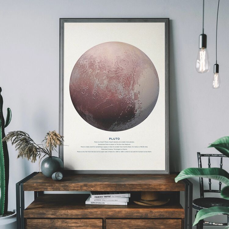 Pluto Educational Kids Planet Poster Framed Art Print
