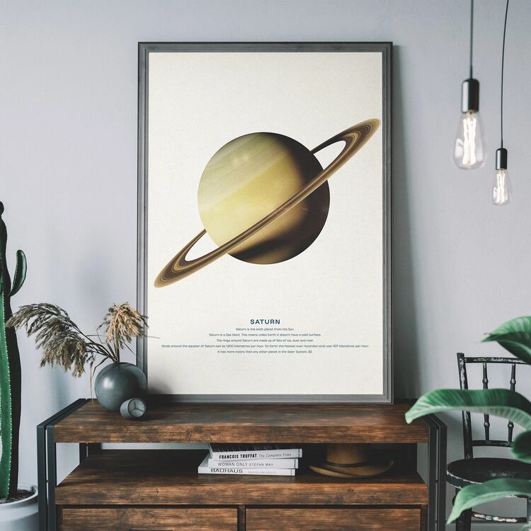Saturn Educational Kids Planet Poster Framed Art Print
