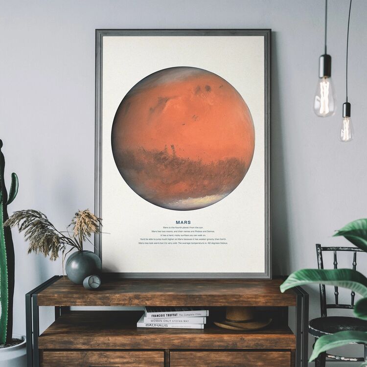 Mars Educational Kids Planet Poster Framed Art Print