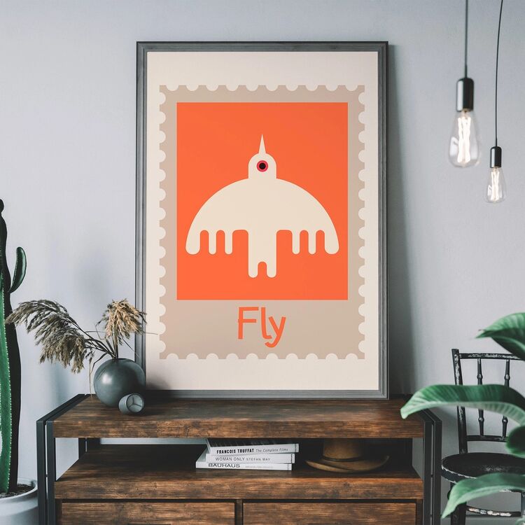 Fly Postage Stamp Style Kids Framed Art Print
