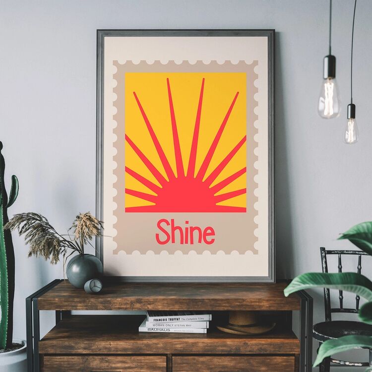 Shine Postage Stamp Style Kids Framed Art Print