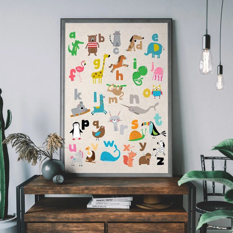 Animal Alphabet Kids Illustrated Framed Art Print