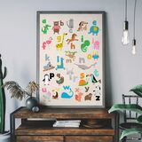 Animal Alphabet Kids Illustrated Framed Art Print