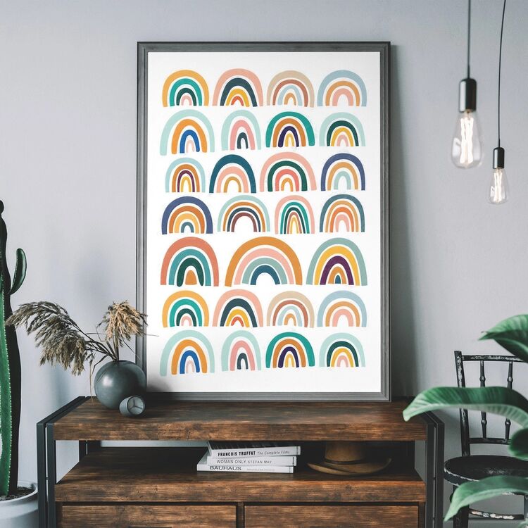 Pastel Rainbows Kids Framed Art Print