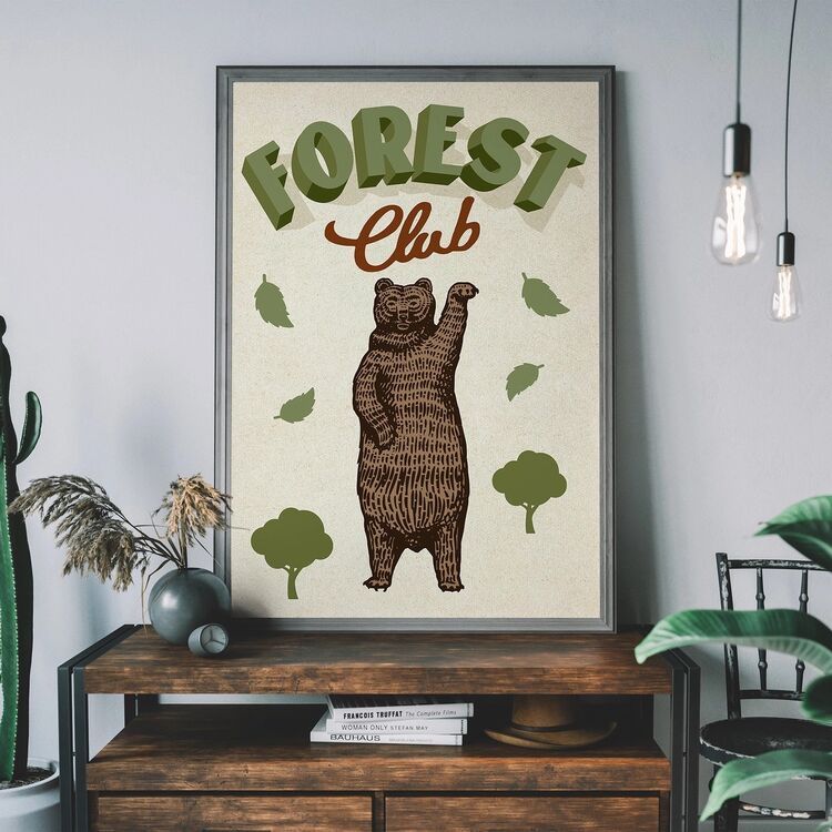 Forest Bear Kids Illustration Framed Art Print