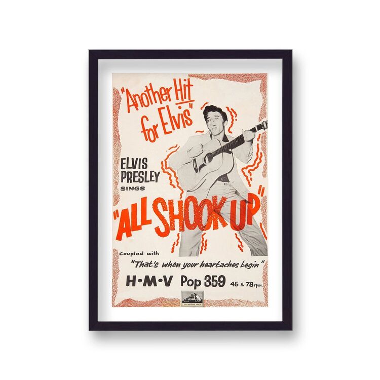 Elvis Presley All Shook Up HMV Vintage Music Framed Art Print
