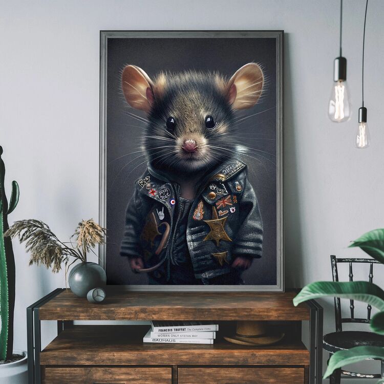 Mouse Punk Kids Animal Portrait Framed Art Print