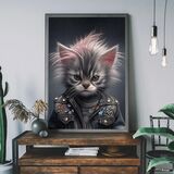Kitten Punk Kids Animal Portrait Framed Art Print