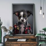 Puppy Punk Kids Animal Portrait Framed Art Print