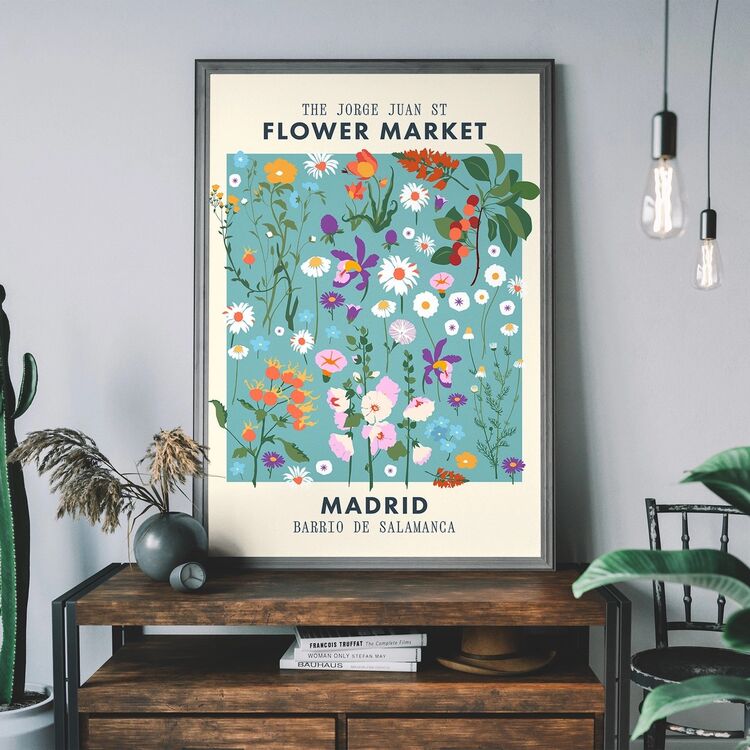 Madrid Flower Market Framed Print