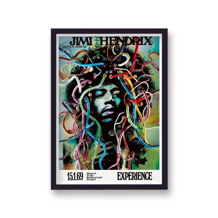 Jimi Hendrix Live At Stutgart 1969 Vintage Music Framed Art Print
