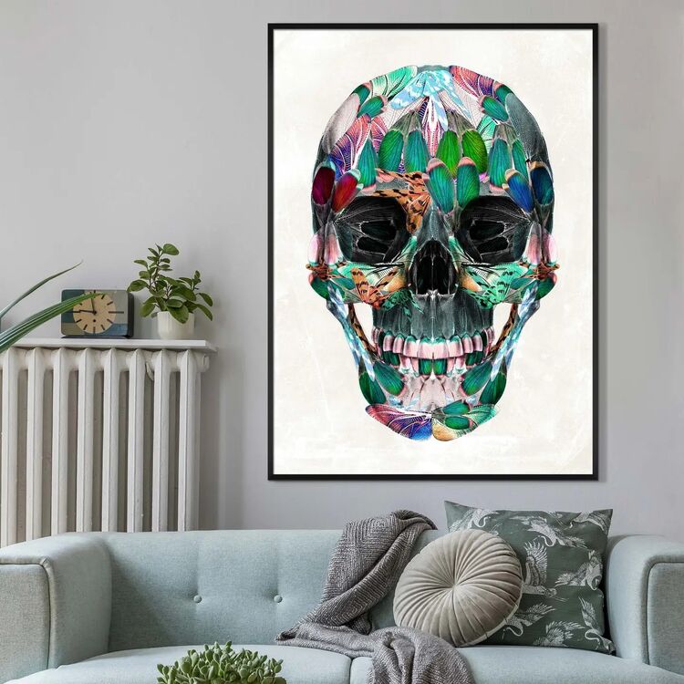 White Wings Skull Framed Art Print