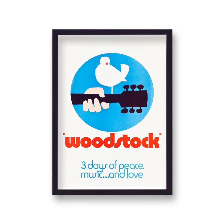 Woodstock 3 Days of Peace, Music & Love Vintage Music Framed Art Print