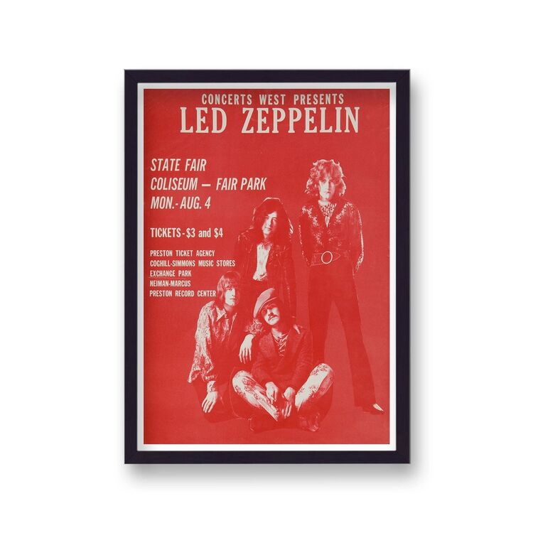 Led Zeppelin State Fair Coliseum Vintage Music Framed Art Print