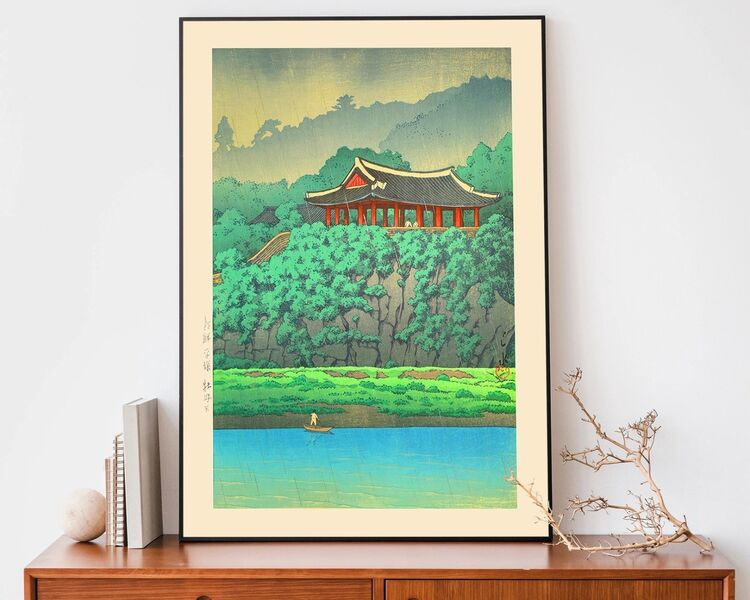 Botan Dai At Ping-Yang Korea Framed Art Print by Hasui Kawase