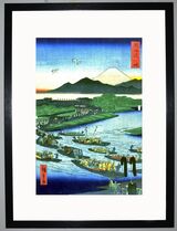 Seaport Village and Fuji [Sagami] in Snow Framed Art Print by Unknown