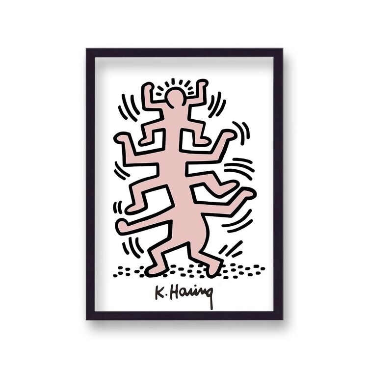 Pink Man Framed Art Print by Keith Haring