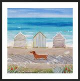 Sausage on the Shore Framed Art Print by Hannah Cole