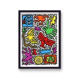 Pop Shop Tokyo Figure Collage Framed Art Print by Keith Haring