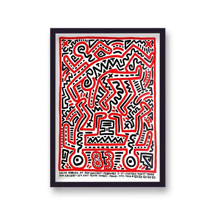 1983 Fun Gallery New York Exhibition Poster Framed Art Print by Keith Haring