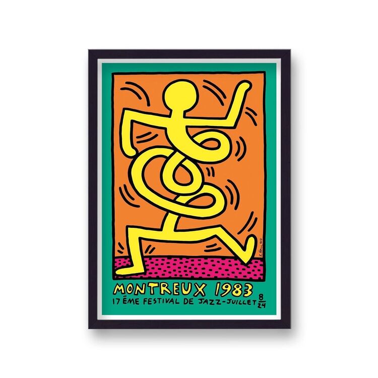 1983 Green Montreux Jazz Festival Poster Framed Art Print by Keith Haring