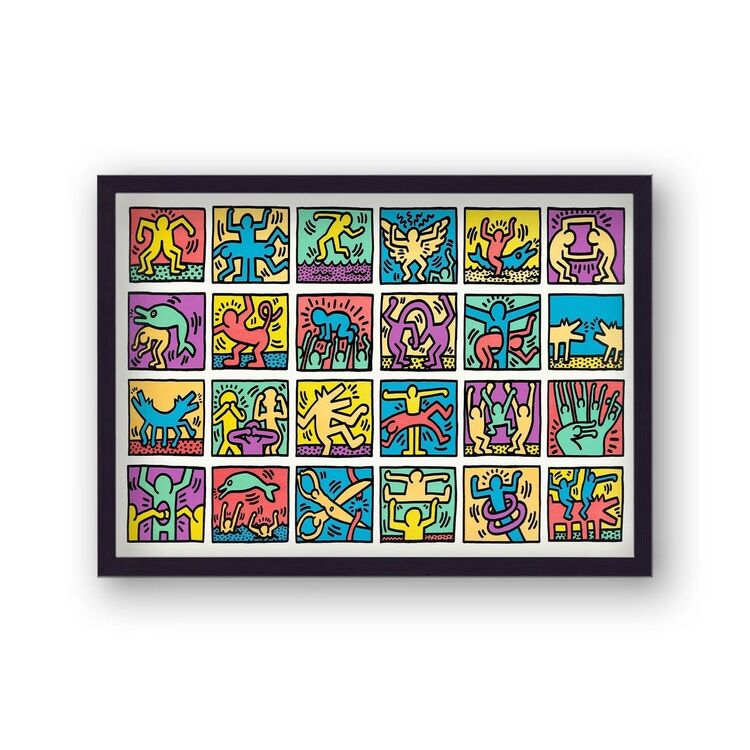 Artwork Collage Framed Art Print by Keith Haring