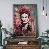 Frida Kahlo Graffiti Stencil Framed Art Print